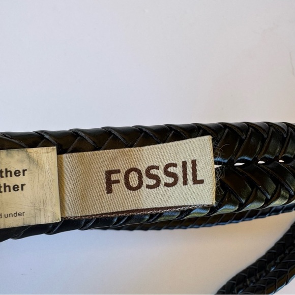 Fossil Maddox Men's Black Braided Leather Belt size 38 - Picture 8 of 9